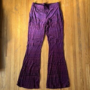 Women's Purple Lace Flare Pants